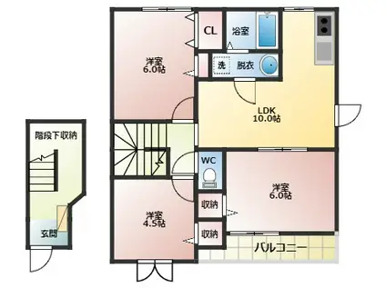 ヴァートゥー友Ⅱ番館(3LDK/2階)の間取り写真