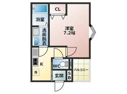 FSTYLE 藤井寺林(1K/1階)の間取り写真