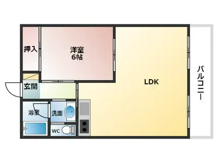 藤ヶ丘ハイツ(1LDK/4階)の間取り写真