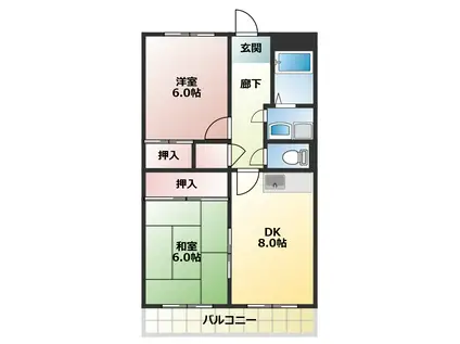 マンションウメノ(2DK/3階)の間取り写真