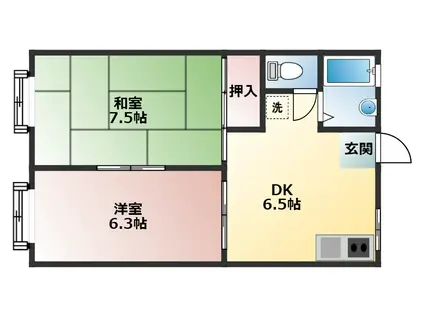 エスポワール野中(2DK/2階)の間取り写真