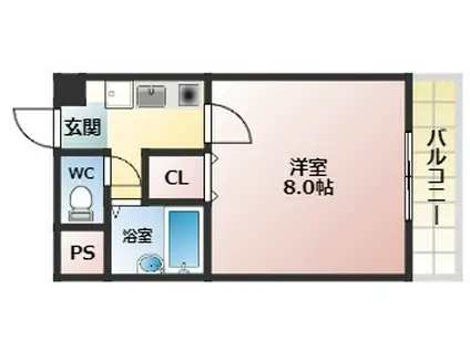 フルブルーム(1K/3階)の間取り写真