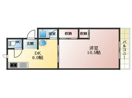 土師ノ里第二サンハイツ(1DK/3階)の間取り写真