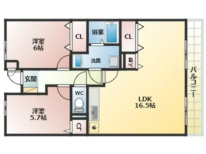 アルカディア(2LDK/4階)の間取り写真