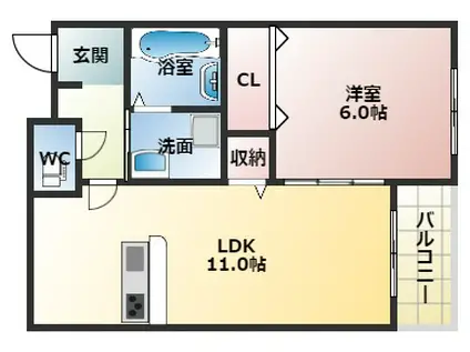 モンブランⅠ(1LDK/1階)の間取り写真