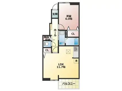 ルミエール(1LDK/1階)の間取り写真