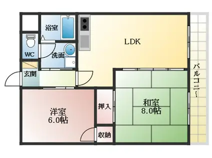 春日丘マンション(2LDK/4階)の間取り写真