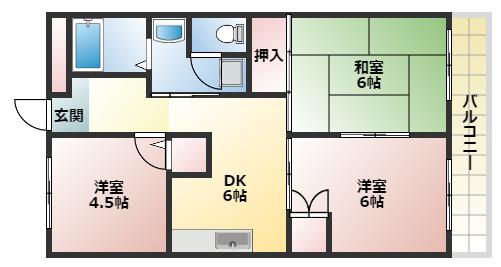 浅野マンション(3DK/2階)の間取り写真