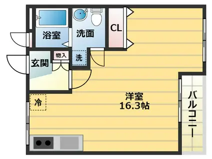 CASA DE LA J(ワンルーム/3階)の間取り写真