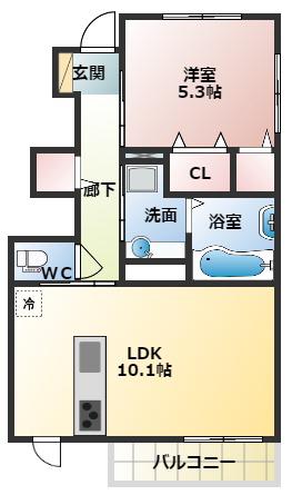 グリーンハイツ(1LDK/1階)の間取り写真