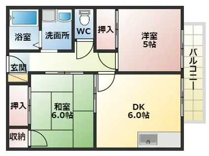 パレス西田(2DK/1階)の間取り写真