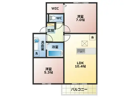 ソレアードカーサ(2LDK/2階)の間取り写真