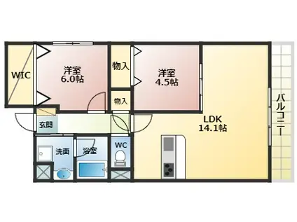 メルヴェーユ藤井寺(2LDK/3階)の間取り写真
