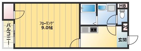近鉄南大阪線 土師ノ里駅 徒歩14分 2階建 築12年(1K/1階)の間取り写真