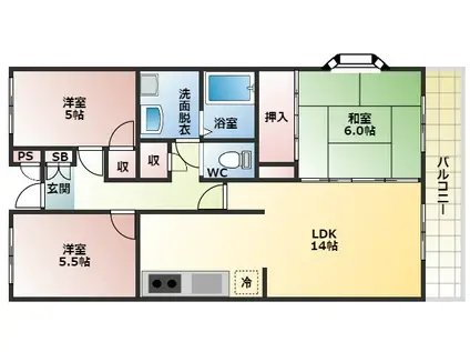 ビューテラスミウラ(3LDK/1階)の間取り写真