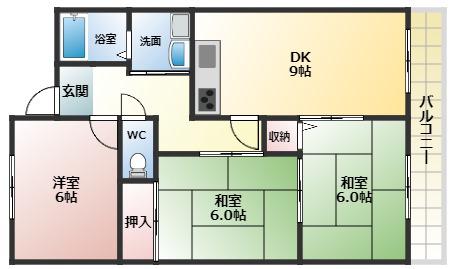 グランパリス国分(3LDK/4階)の間取り写真