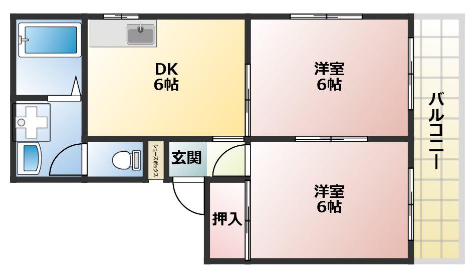 フレグランス(2DK/2階)の間取り写真