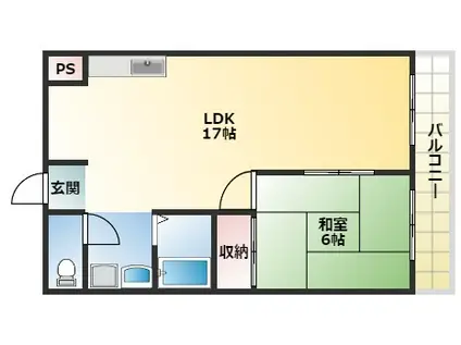 スイートハイム中野(1LDK/4階)の間取り写真