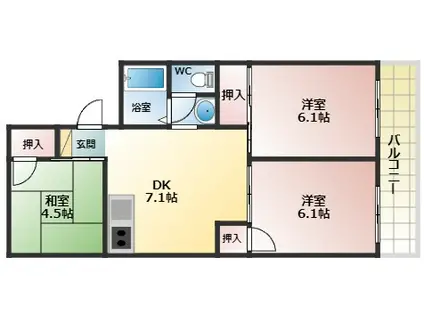 セジュール高井(3DK/2階)の間取り写真