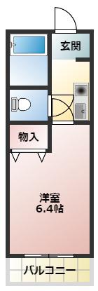 OMレジデンス柏原(ワンルーム/2階)の間取り写真