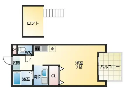 ベルリード柏原(ワンルーム/2階)の間取り写真