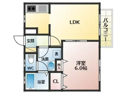 ドリーム5ハイツ(1LDK/1階)の間取り写真