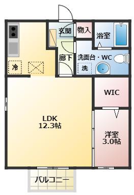 メゾンカムス(1LDK/2階)の間取り写真