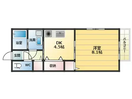 ポラリス(1DK/1階)の間取り写真