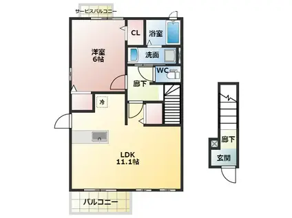 セレノアロッジオ2(1LDK/2階)の間取り写真