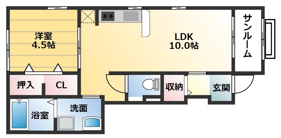 グリーンヴィラ3(1LDK/1階)の間取り写真