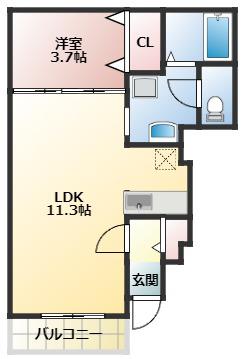セレノアロッジオ2(1LDK/1階)の間取り写真
