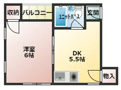 青山住研ハイツ(1DK/2階)の間取り写真