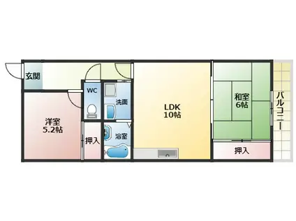 マンションあひる(2LDK/1階)の間取り写真