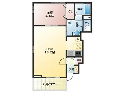 カーサアリエッタ(1LDK/1階)の間取り写真