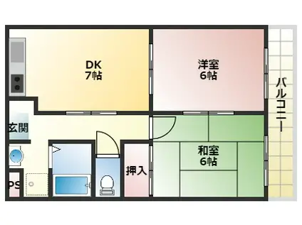 OMレジデンス柏原2(2DK/1階)の間取り写真