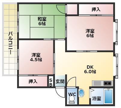 PATIO-N A(3DK/1階)の間取り写真