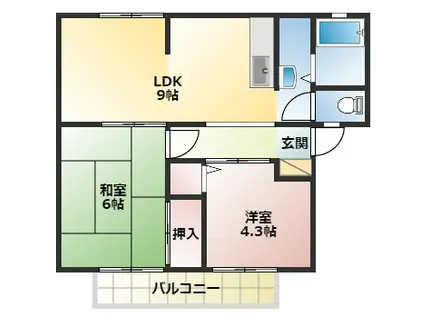 サンビレッジOKUNO D(2LDK/1階)の間取り写真