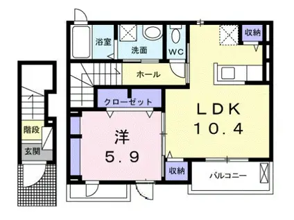 ヴァイオレットガーデン(1LDK/2階)の間取り写真
