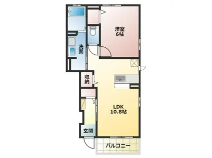 ジュネス アストル(1LDK/1階)の間取り写真