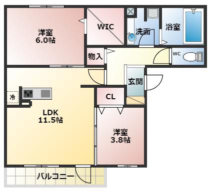 HARMONY COURT(2LDK/2階)の間取り写真