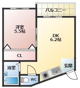RHYTHM柏原(1DK/3階)の間取り写真