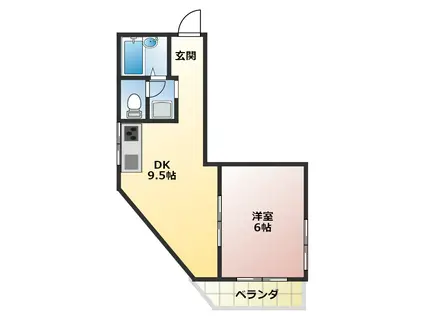 ハイツハピネス(1DK/4階)の間取り写真