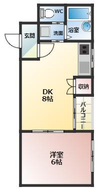 ハイツハピネス(1DK/3階)の間取り写真