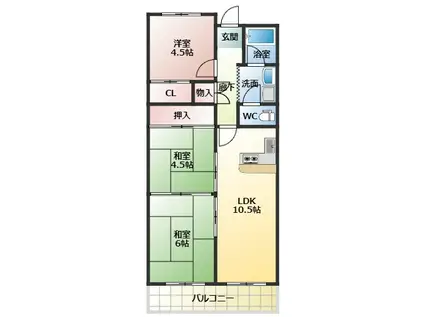 パナグレープ(3LDK/1階)の間取り写真