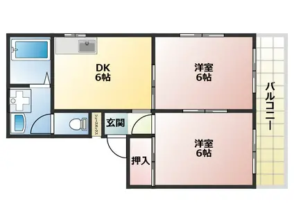 フレグランス(2LDK/2階)の間取り写真