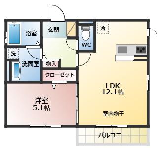 RE COURT LUNA(1LDK/2階)の間取り写真