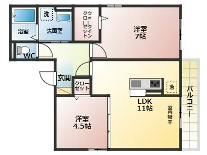 桜COLLINA(2LDK/3階)の間取り写真
