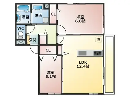 GRAND SAGE(2LDK/2階)の間取り写真