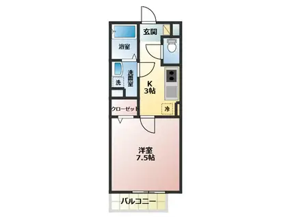 エスポワール(1K/1階)の間取り写真