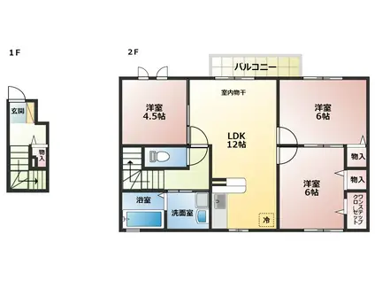 コージーコート法善寺(3LDK/2階)の間取り写真